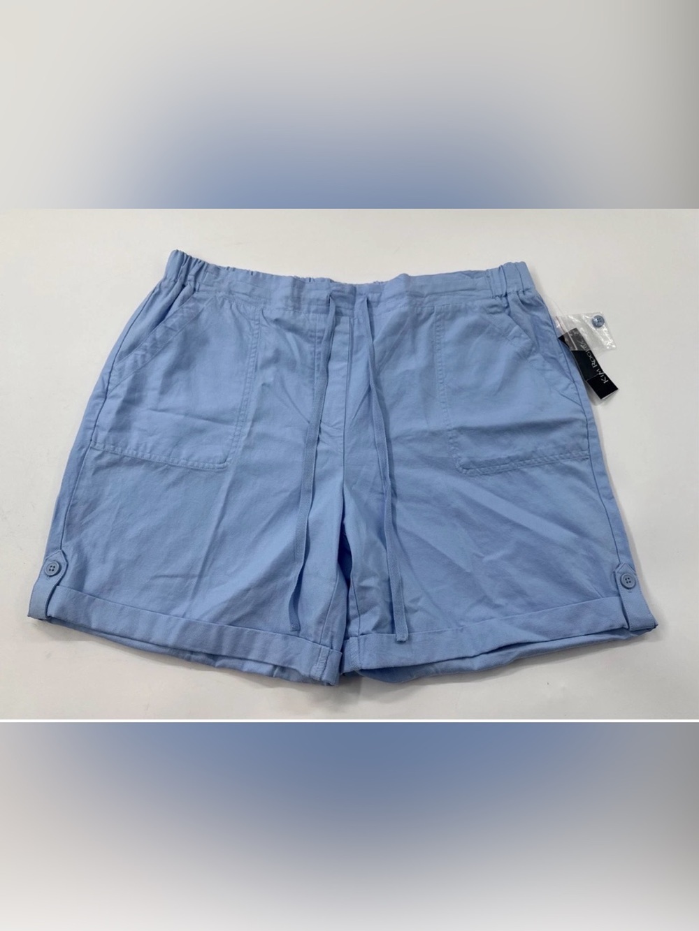 Kim Rogers Womens Paperbag Shorts XL Blue Lightweight Elastic Drawstring Baggy
